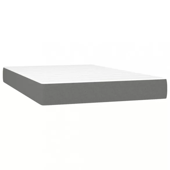 sötétszürke szövet rugós és LED-es ágy matraccal 120 x 200 cm