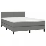 sötétszürke szövet rugós és LED-es ágy matraccal 140x190 cm