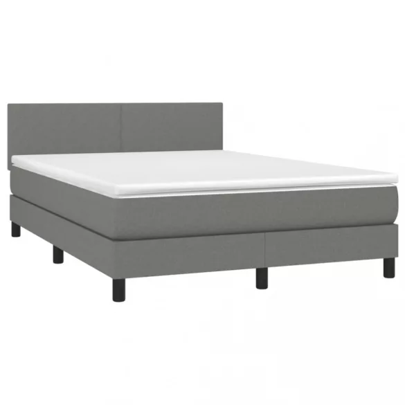 sötétszürke szövet rugós és LED-es ágy matraccal 140x190 cm