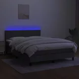 sötétszürke szövet rugós és LED-es ágy matraccal 140x190 cm