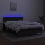 fekete szövet rugós és LED-es ágy matraccal 140x190 cm
