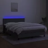 sötétszürke szövet rugós és LED-es ágy matraccal 140x200 cm
