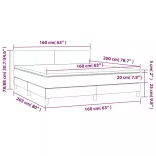 fekete szövet rugós és LED-es ágy matraccal 160x200 cm