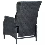 sötétszürke dönthető háttámlás polyrattan kerti szék párnákkal