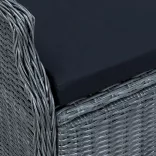sötétszürke dönthető háttámlás polyrattan kerti szék párnákkal