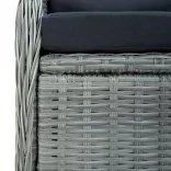 világosszürke dönthető polyrattan kerti szék párnákkal