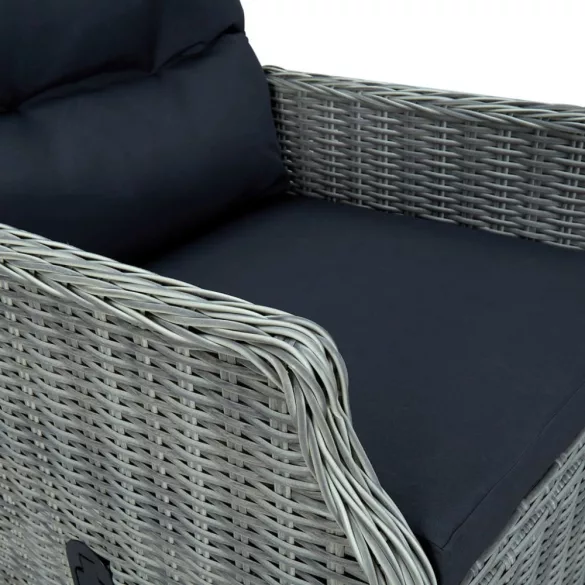 világosszürke dönthető polyrattan kerti szék párnákkal