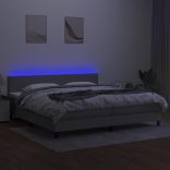 világosszürke szövet rugós és LED-es ágy matraccal 200x200 cm