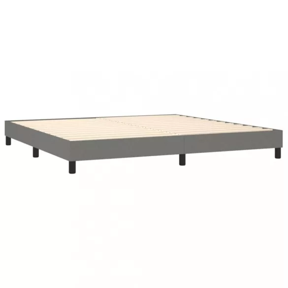sötétszürke szövet rugós és LED-es ágy matraccal 200x200 cm