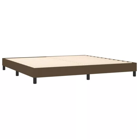 barna szövet rugós és LED-es ágy matraccal 200x200 cm