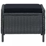 sötétszürke dönthető polyrattan kerti szék lábzsámollyal