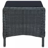sötétszürke dönthető polyrattan kerti szék lábzsámollyal