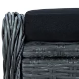 sötétszürke dönthető polyrattan kerti szék lábzsámollyal