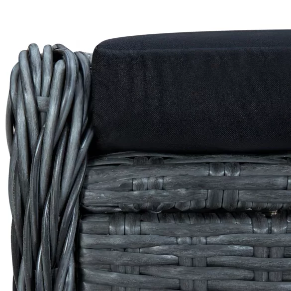 sötétszürke dönthető polyrattan kerti szék lábzsámollyal