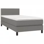 sötétszürke szövet rugós és LED-es ágy matraccal 100x200 cm