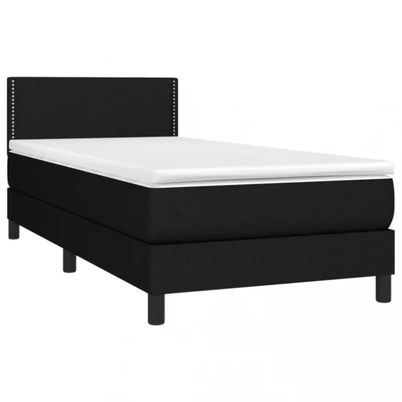 fekete szövet rugós és LED-es ágy matraccal 100x200 cm