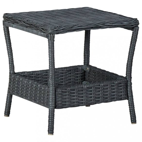 sötétszürke polyrattan kerti asztal 45 x 45 x 46,5 cm