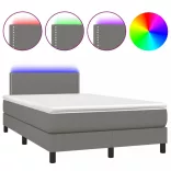 sötétszürke szövet rugós és LED-es ágy matraccal 120 x 200 cm