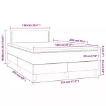 sötétszürke szövet rugós és LED-es ágy matraccal 120 x 200 cm