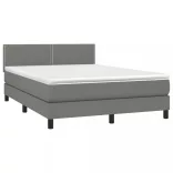 sötétszürke szövet rugós és LED-es ágy matraccal 140x190 cm