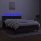 fekete szövet rugós és LED-es ágy matraccal 140x200 cm