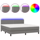 sötétszürke szövet rugós és LED-es ágy matraccal 180 x 200 cm