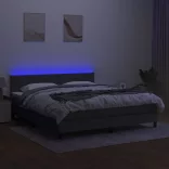sötétszürke szövet rugós és LED-es ágy matraccal 180 x 200 cm