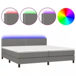 sötétszürke szövet rugós és LED-es ágy matraccal 200x200 cm