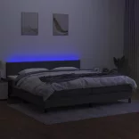 sötétszürke szövet rugós és LED-es ágy matraccal 200x200 cm