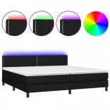 fekete szövet rugós és LED-es ágy matraccal 200x200 cm