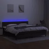 fekete szövet rugós és LED-es ágy matraccal 200x200 cm