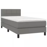 sötétszürke szövet rugós és LED-es ágy matraccal 90x190 cm