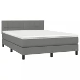 sötétszürke szövet rugós és LED-es ágy matraccal 140x190 cm