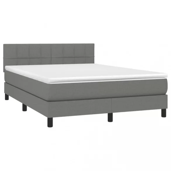 sötétszürke szövet rugós és LED-es ágy matraccal 140x190 cm