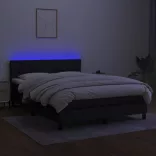 fekete szövet rugós és LED-es ágy matraccal 140x200 cm