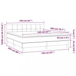 világosszürke szövet rugós és LED-es ágy matraccal 160x200 cm