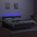 sötétszürke szövet rugós és LED-es ágy matraccal 160x200 cm