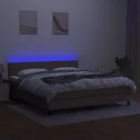 tópszínű szövet rugós és LED-es ágy matraccal 180 x 200 cm