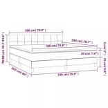 tópszínű szövet rugós és LED-es ágy matraccal 180 x 200 cm