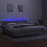 világosszürke szövet rugós és LED-es ágy matraccal 200x200 cm