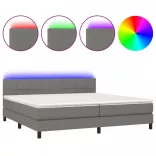 sötétszürke szövet rugós és LED-es ágy matraccal 200x200 cm