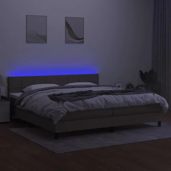 tópszínű szövet rugós és LED-es ágy matraccal 200 x 200 cm