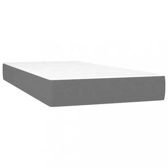 sötétszürke szövet rugós és LED-es ágy matraccal 80 x 200 cm