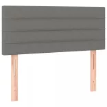 sötétszürke szövet rugós és LED-es ágy matraccal 90x190 cm