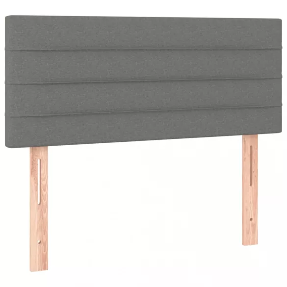 sötétszürke szövet rugós és LED-es ágy matraccal 90x200 cm