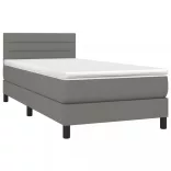 sötétszürke szövet rugós és LED-es ágy matraccal 100x200 cm
