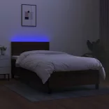 fekete szövet rugós és LED-es ágy matraccal 100x200 cm