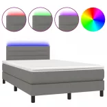 sötétszürke szövet rugós és LED-es ágy matraccal 120 x 200 cm