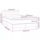 sötétszürke szövet rugós és LED-es ágy matraccal 120 x 200 cm