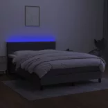 sötétszürke szövet rugós és LED-es ágy matraccal 140x190 cm